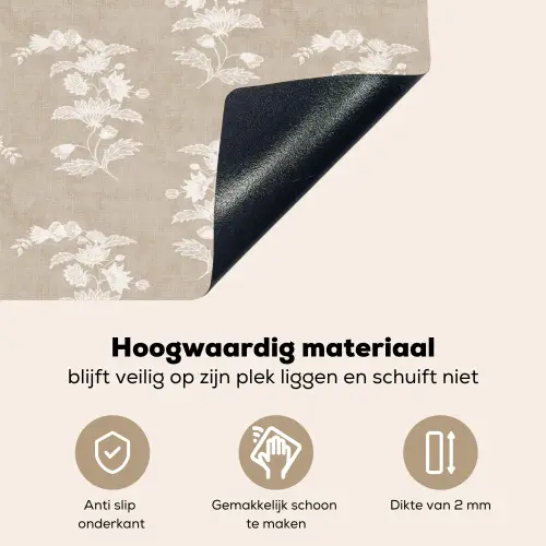 Motief - Beige - Linnen Inductie beschemer met haakjes klein 777 -ky-onderkant-nl
