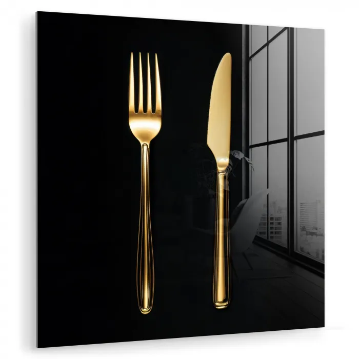 Bestek - Goud - Mes - Vork plexiglas 5mm klein -zzzproduct_nieuw