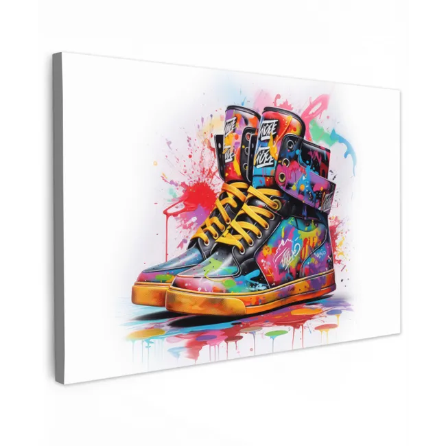 Schoenen - Graffiti - Wit - Kleuren canvas 2cm klein -z3d