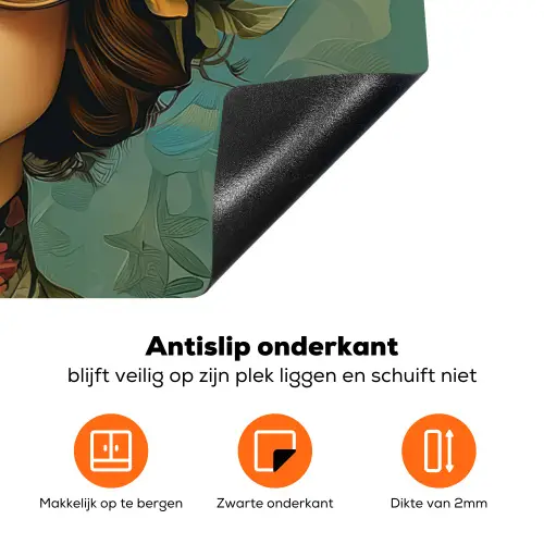 Vrouw - Bloemen - Vlinders - Natuur - Vintage Inductie beschermer vinyl 3mm klein -zzzzzzz-td-onderkant