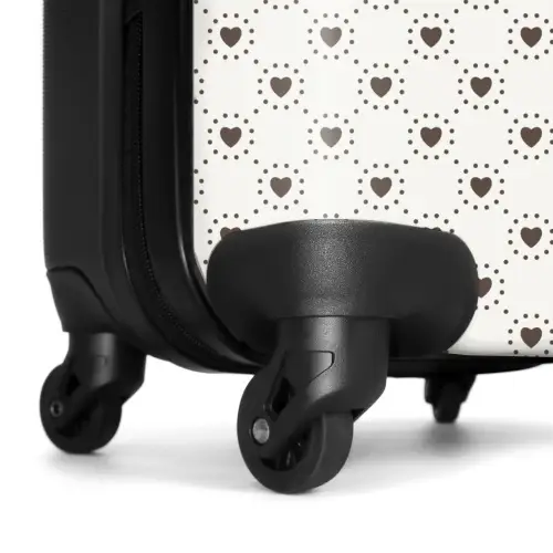 Crèmekleurige achtergrond met bruine hartjes NBS - Handbagage koffer - Kinderen Unisex middel -wiel
