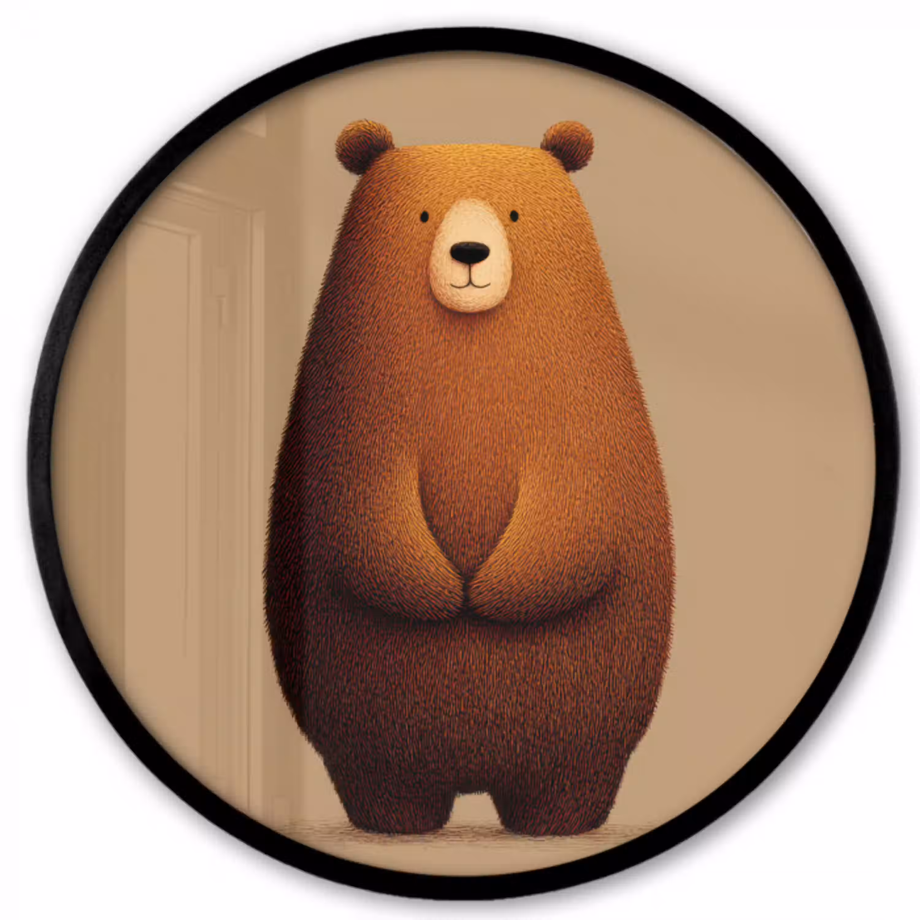 Beer - Minimalistisch - Bruin Fotolijst rond zonder passe partout klein -3d