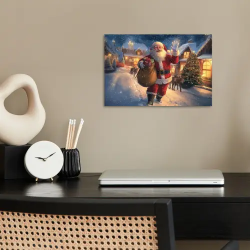 Kerstman - Dorp - Hert - Donker poster papier klein -sfeer1