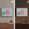 Blad - Anthurium - Stippen - Roze Light Box met batterij (Wandlamp) middel -sfeer3