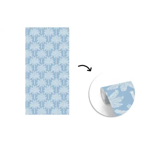 Palmboom - Modern - Blauw fotobehang vinyl groot 64 -3d