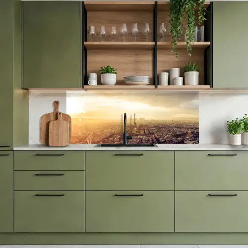 Parijs - Skyline - Zonsondergang - Steden keuken achterwand 2 middel -sfeer3