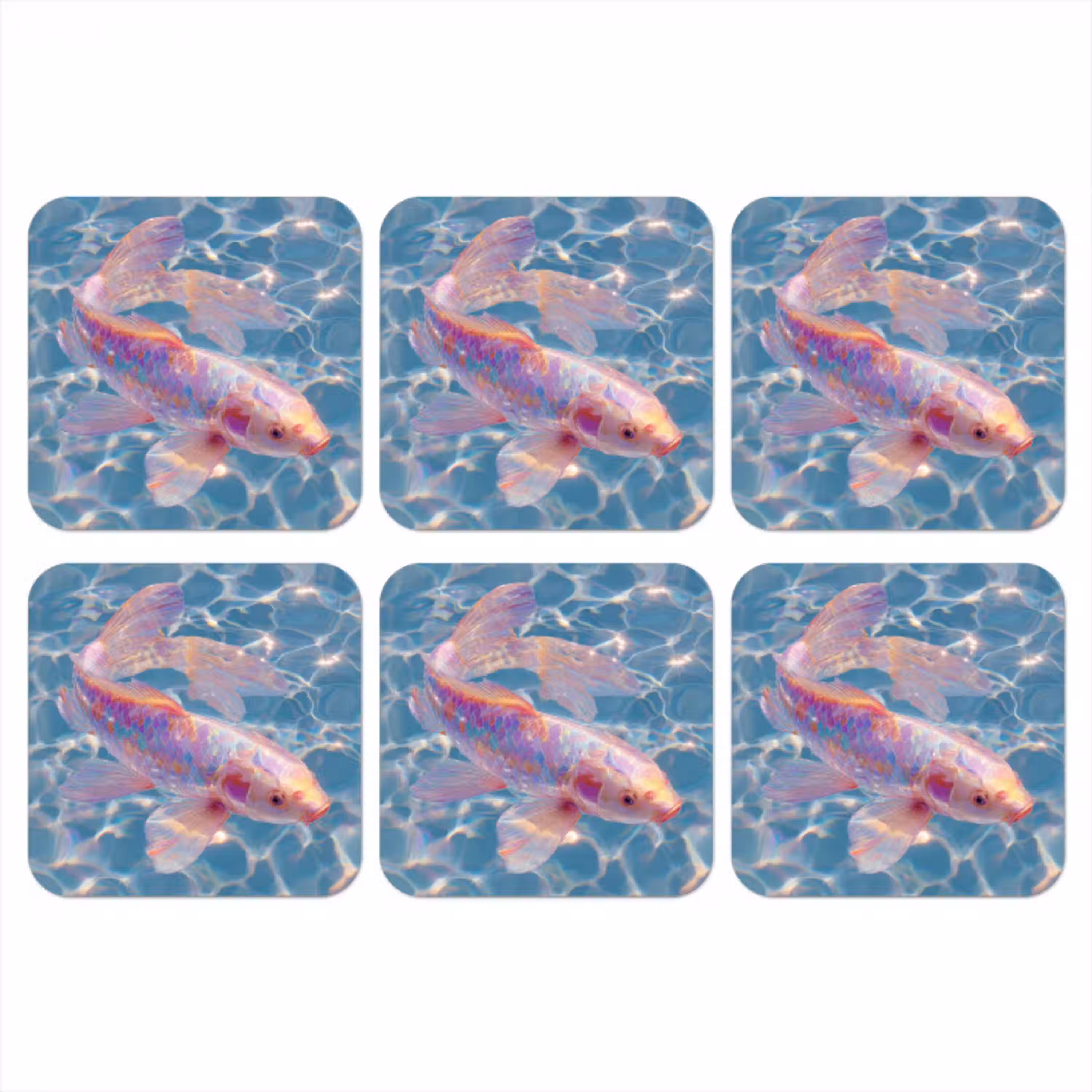 Vis - Water - Blauw - Licht onderzetter kurk middel -3d