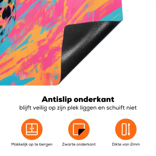 Luipaard - Roze - Oranje - Blauw - Verf Inductie beschermer vinyl 3mm klein -zzzzzzz-td-onderkant