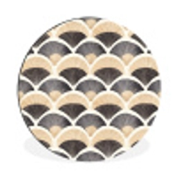 Waaier - Patroon - Zwart - Beige Wandcirkel aluminium klein 190 -3d
