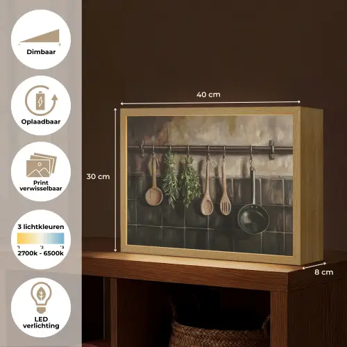 Keukengerei - Rustiek - Tegels - Kruiden Light Box met batterij (Wandlamp) middel -USP_websiteoverzichtNL