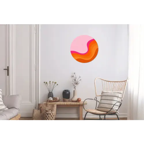 Retro - Waves - Kleurrijk Wandcirkel aluminium klein -woonkamer