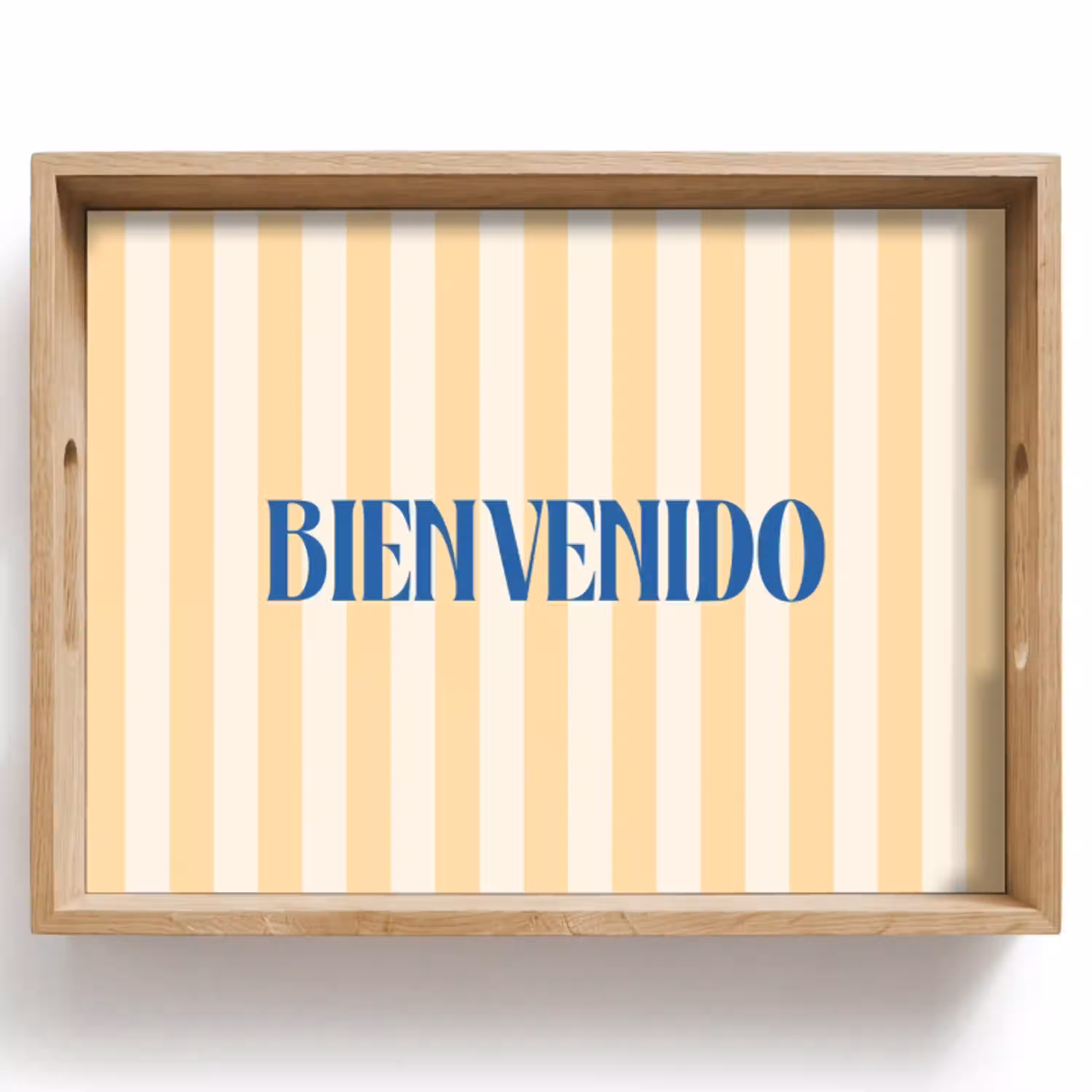 Blauw - Geel - Strepen - Bienvenido Dienblad Rechthoek middel -z3d_shopping