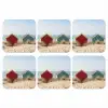 Strand - Huisjes - Kleurrijk - Duinen onderzetter kurk middel -3d