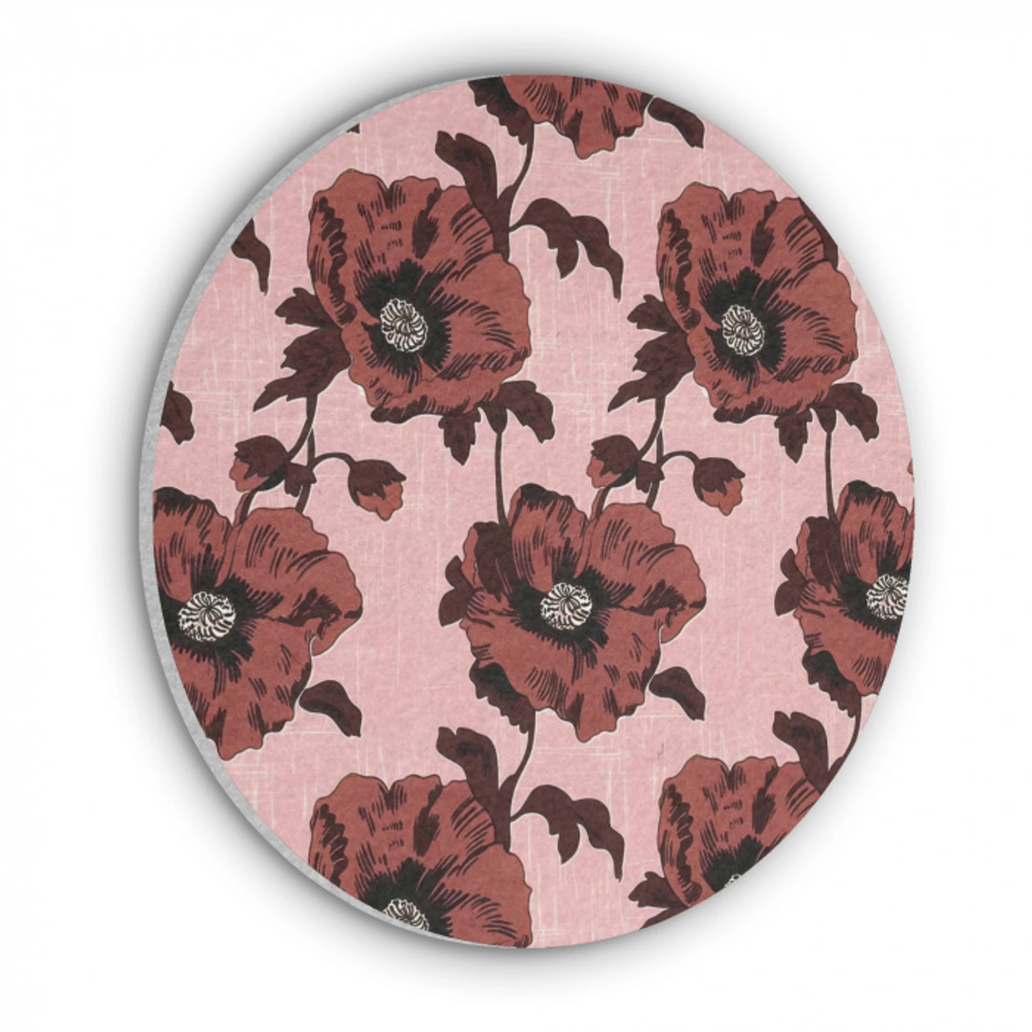 Bloemen - Retro - Rood Akoestische PET Vilt - Rond klein 838 -3d