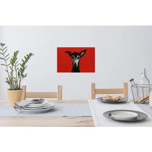 Windhond - Minimalistisch - Rood Muursticker klein -eettafel