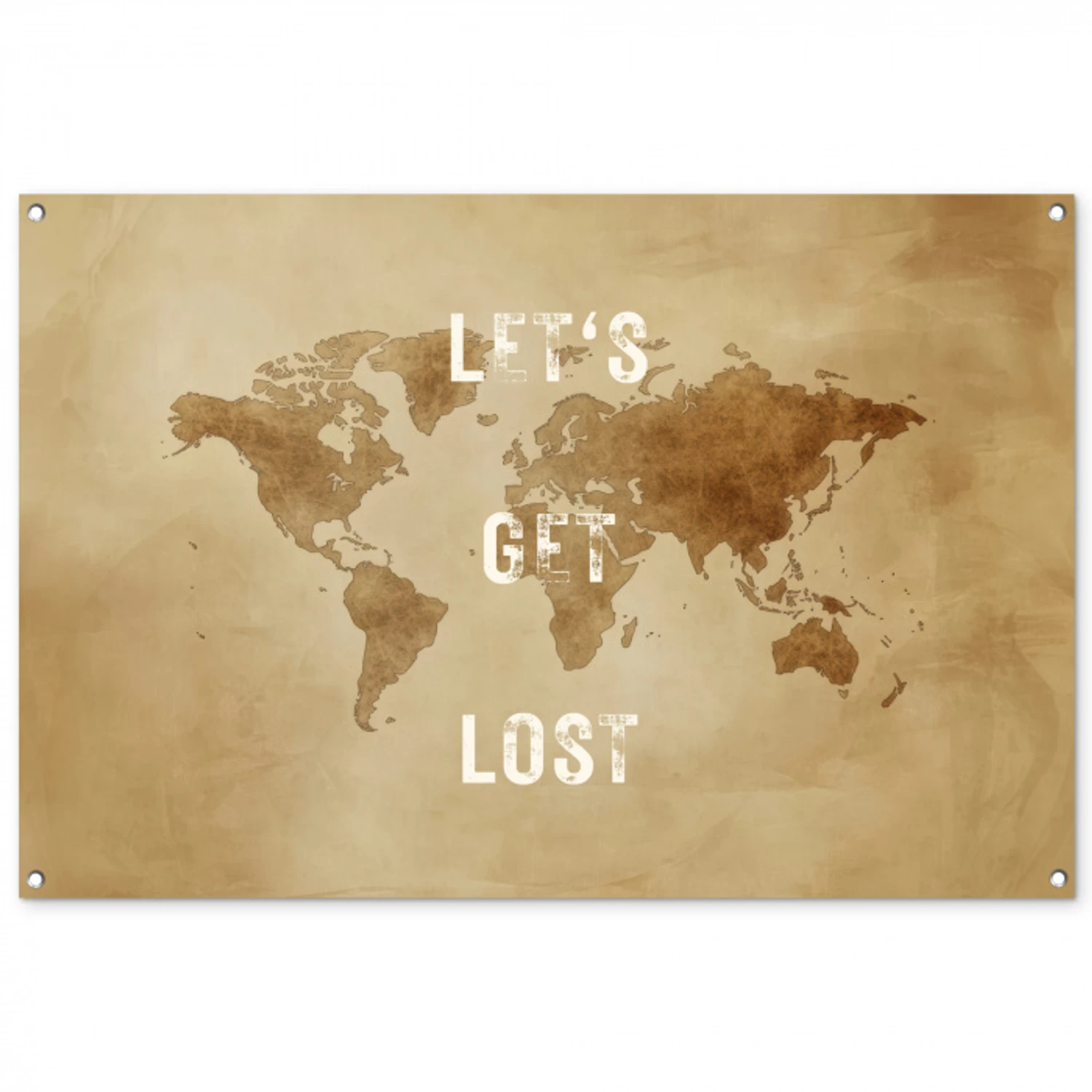 Kaart - Vintage - Quote tuinposter los doek groot -3d