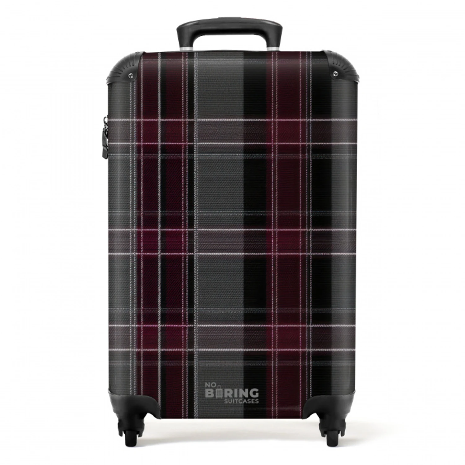Klassiek geruit patroon in grijs en rood NBS - Handbagage koffer - Unisex middel -productfoto_recht
