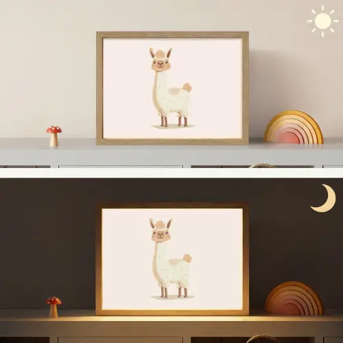 Lama - Dieren - Boerderij - Pastel Light Box met batterij (Wandlamp kind) middel -sfeer3_kind