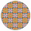 Bloemen - Retro - Patroon - Kleurrijk Wandcirkel plexiglas klein 852 -3d
