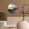 Zonsondergang - Strand - Duin - Gras - Bank Wandcirkel kunststof plaat 5mm dik klein -sfeer1