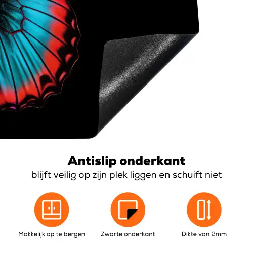 Vlinder - Kleuren - Dier - Zwart Inductie beschermer vinyl 3mm klein -zzzzzzz-td-onderkant