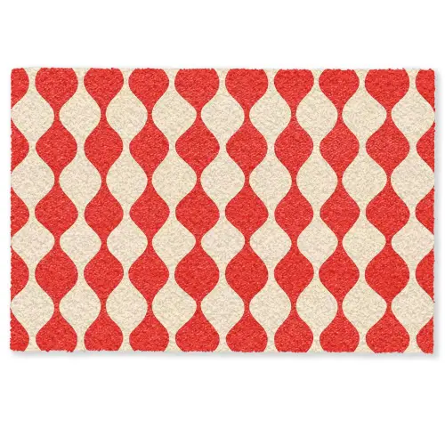 Golvend patroon - Retro - Rood - Beige Deurmat klein 898 -zkaufland3d