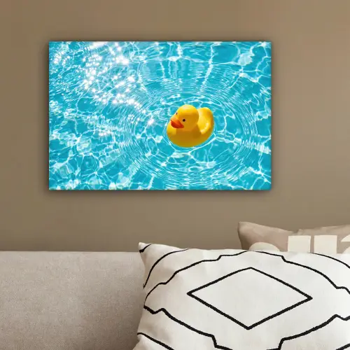 Badeend - Dobberen - Blauw canvas 2cm klein -sfeer3