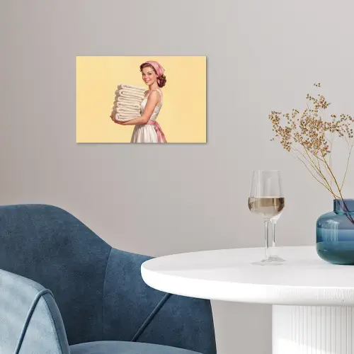 Handdoeken - Vrouw - Jurk - Roze poster papier klein -sfeer3