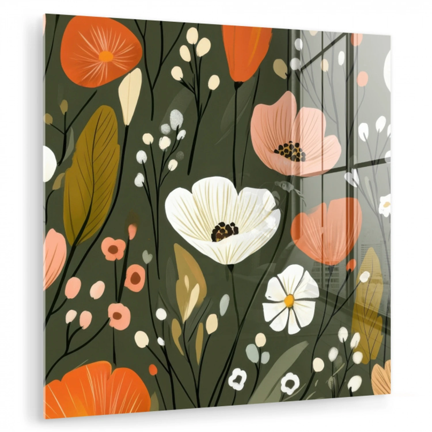 Bloemen - Illustratie - Groen plexiglas 5mm klein -zzzproduct_nieuw