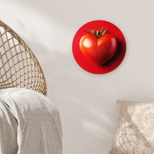 Tomaat - Rood - Hart Wandcirkel kunststof plaat 5mm dik klein -sfeer5