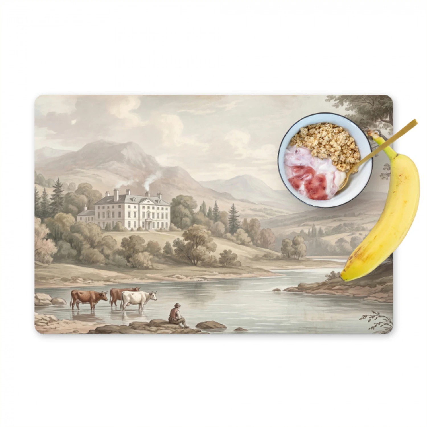 Landhuis - Rivier - Vee Placemat vinyl groot -zzzproduct_Kitchenyeah-website