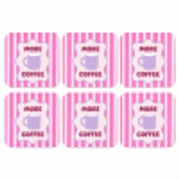 More coffee - Roze - Paars - Strepen - Mok onderzetter kurk middel -3d
