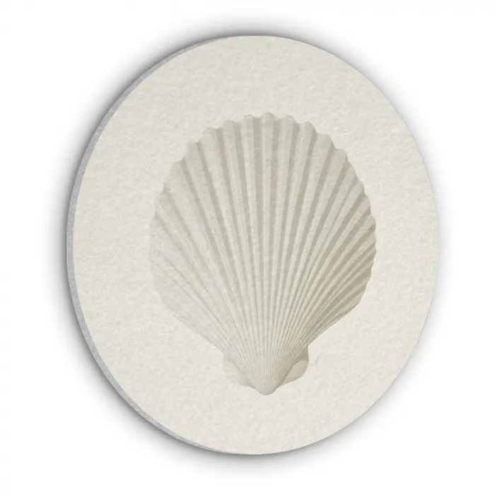 Schelp - Minimalistisch - Wit Akoestische PET Vilt - Rond klein -3d