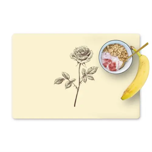Illustratie - Zwart - Roos Placemat vinyl groot -zzzproduct_Kitchenyeah-website