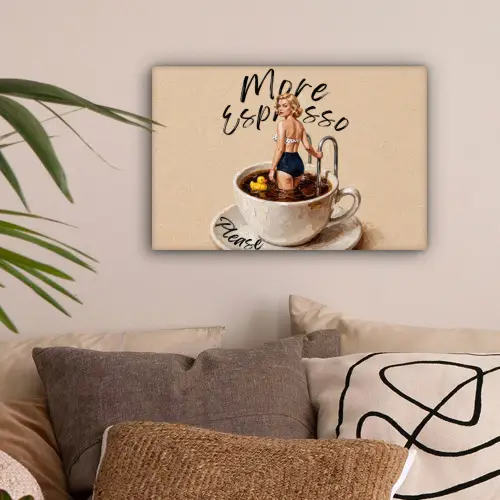 More espresso - Koffie - Eend canvas 2cm klein -sfeer1