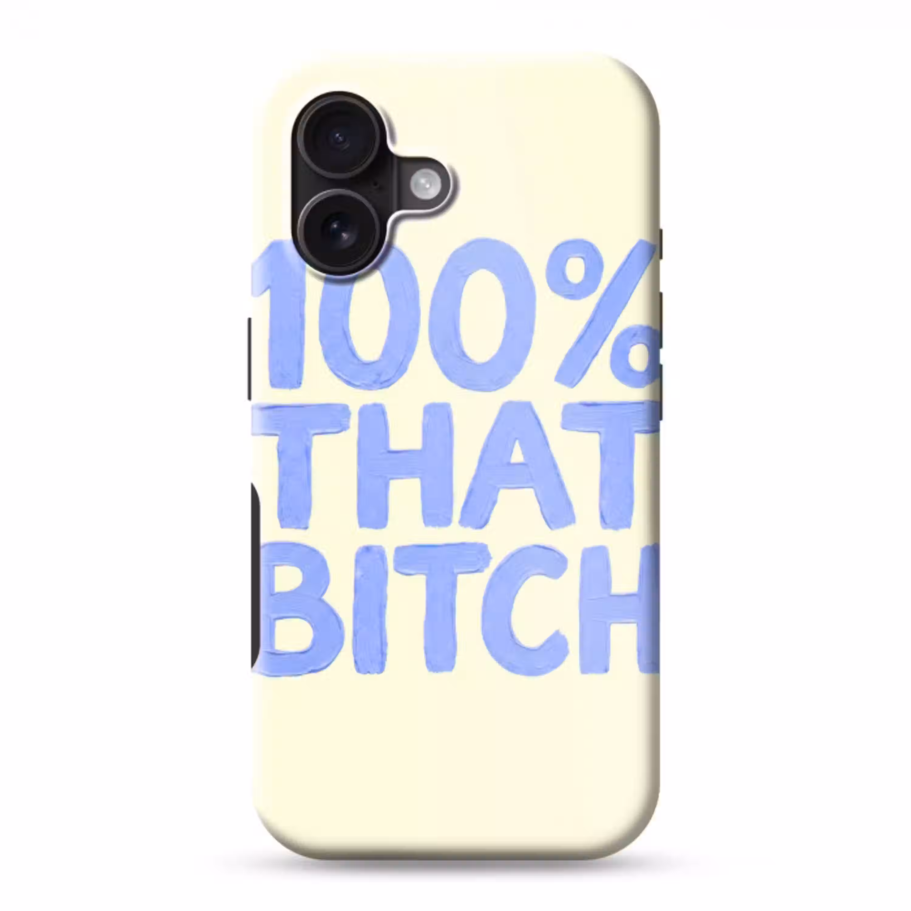 100% that bitch - Blauw - Wit Toughcase MagSafe Apple iPhone 16 klein -3d