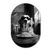Golden Retriever - Hond - Vrolijk -  Bord spaghetti - Zwart - wit Wandcirkel Ovaal Glas middel -3d