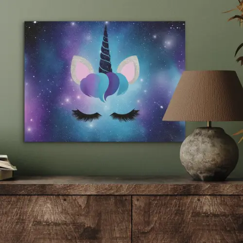Eenhoorn - Sterrenstelsel - Magisch - Blauw PET vilt klein -sfeer2
