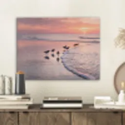 Meeuwen - Strand - Zee - Roze PET vilt klein -sfeer1