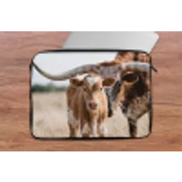 Texas Longhorn - Kalf - Weide - Dieren laptophoes neopreen klein -tafel
