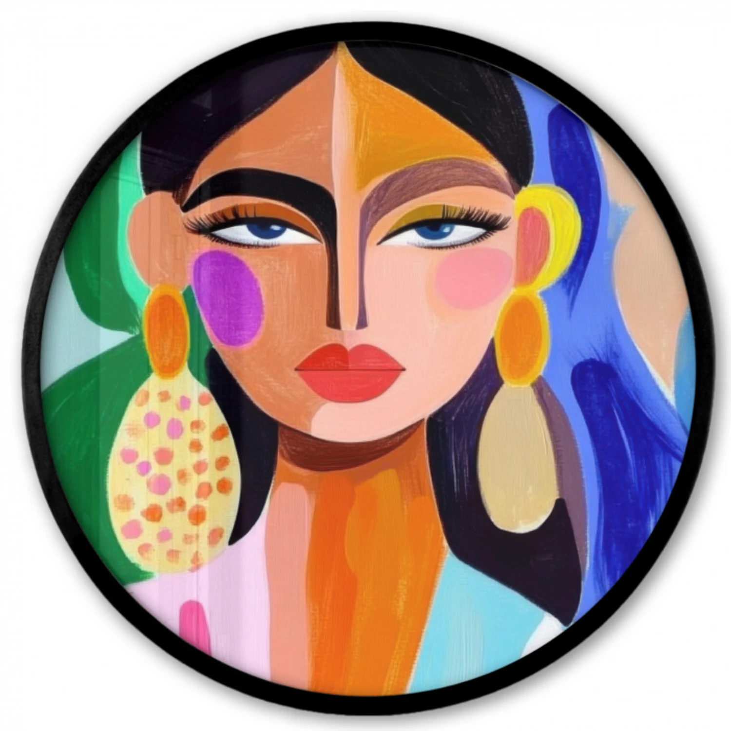 Portret - Vrouw - Modern Fotolijst rond zonder passe partout klein -3d