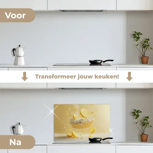 Citroen - Taart - Eten - Geel keuken achterwand spatscherm klein -voor_na_NL