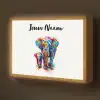 Olifanten - Dieren - Verf - Kleurrijk Light Box met batterij (Wandlamp kind) middel -z3d_website