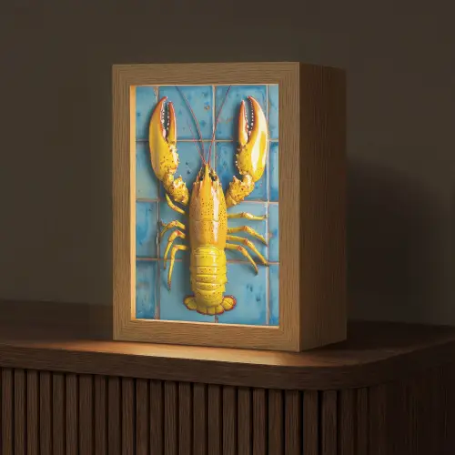 Kreeft - Geel - Blauw - Tegels Light Box met kabel (Tafellamp) klein -z3d_website