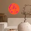Oh la la - Oranje - Roze - Grafisch Wandcirkel behangsticker klein -sfeer1