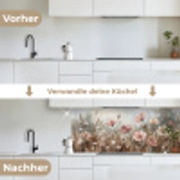 Bloemen - Botanisch - Schilderij - Pastel - Rustiek keuken achterwand 2 middel -voor-na_DE