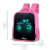 Neontractor op zwarte ondergrond Kinderrugzak - Roze middel -productfoto_formaten