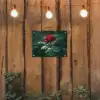 Roos - Bladeren - Dieprood tuinposter los doek klein -sfeer1