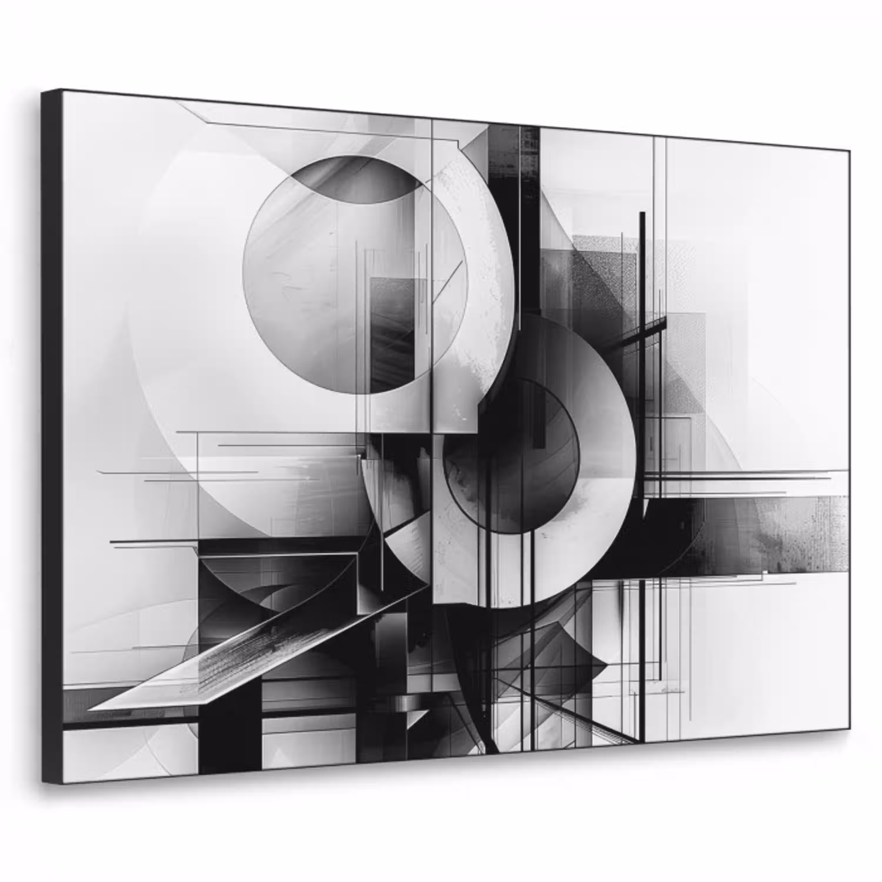 Abstract - Kunst - Modern - Zwart wit Textielframe zwart klein -3d