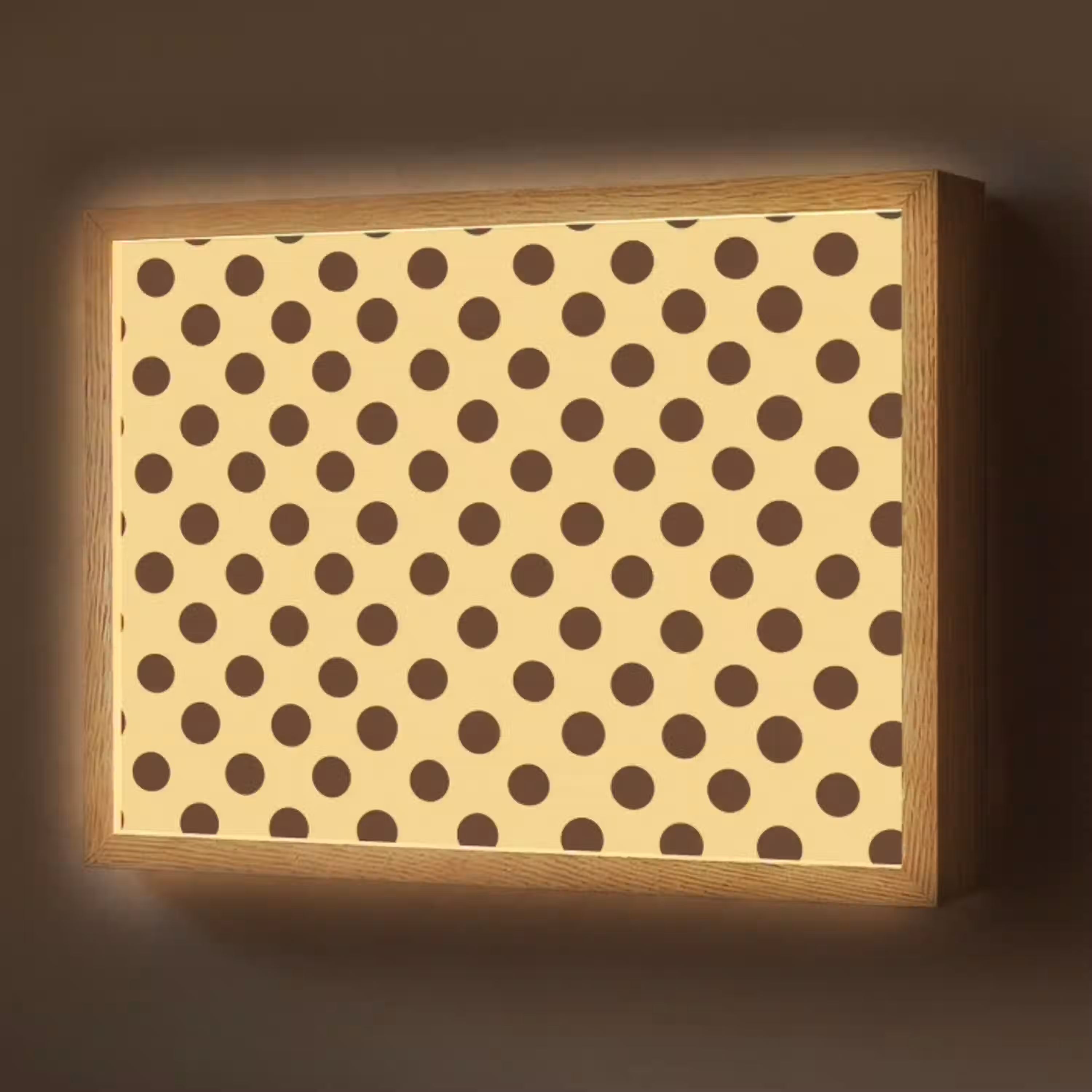 Polka Dot - Stippen - Retro - Geel - Bruin Light Box met batterij (Wandlamp) middel 907 -z3d_website